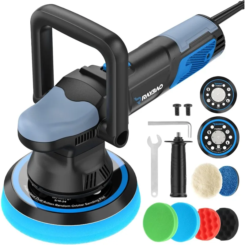 

Dual Action Polisher, 900W 5/6 Inch Random Orbital Buffer Polisher, 6 Variable Speed 2000-6400 RPM, DA Polisher with 6 Polishing