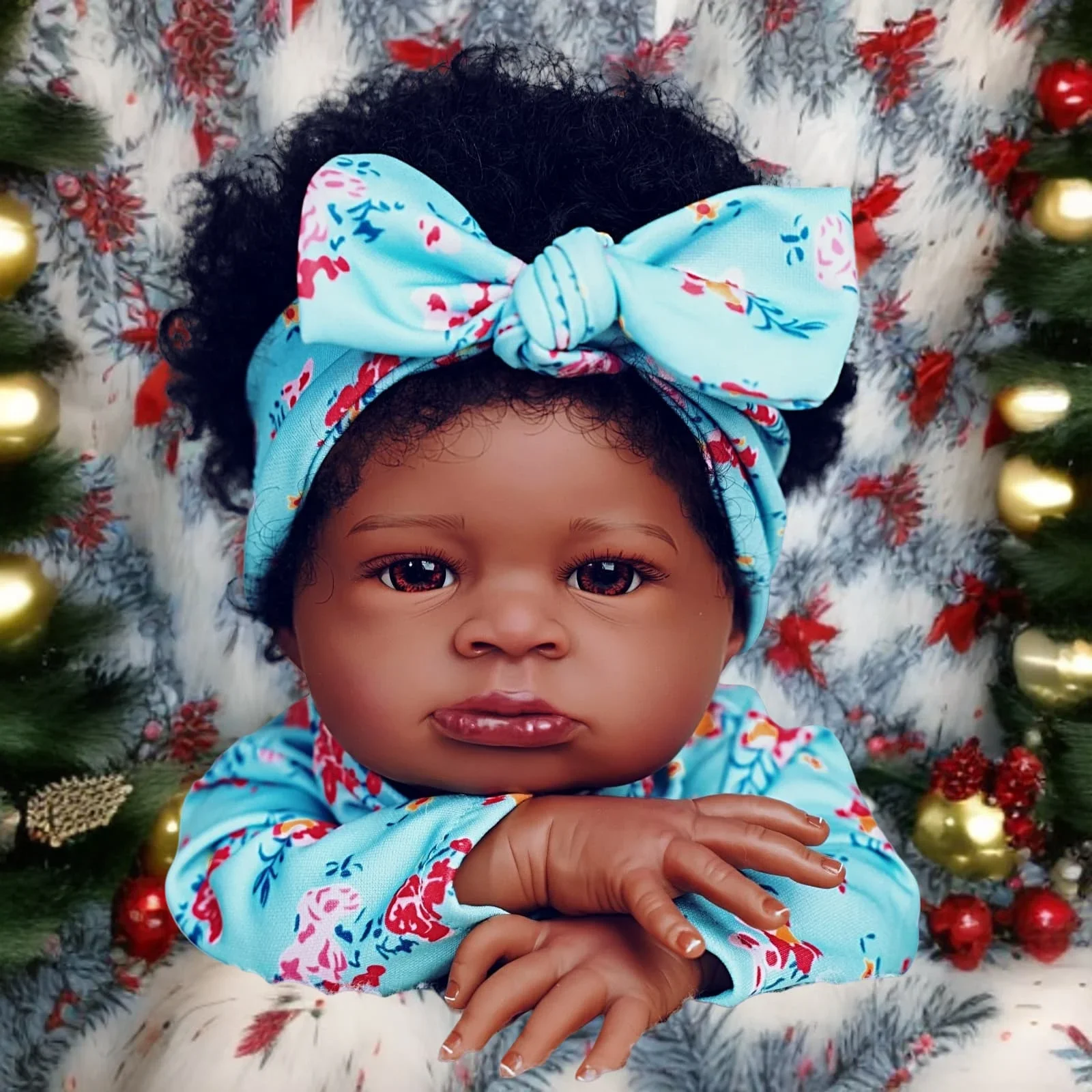 

Risbecko 20 Inch Lifelike Black Reborn Baby Doll - African American Soft Cloth Body Doll - Birthday Gift/Christmas Gift
