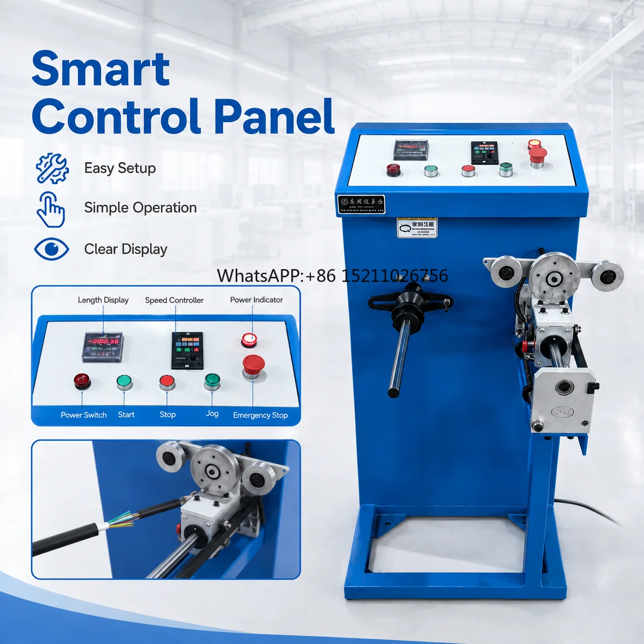 Fiber Optic Winding Machine 20 Polished Rod Traverse Cable Take Pay Equipment Automatic Operation Hand/Pneumatic Crank 300r/min