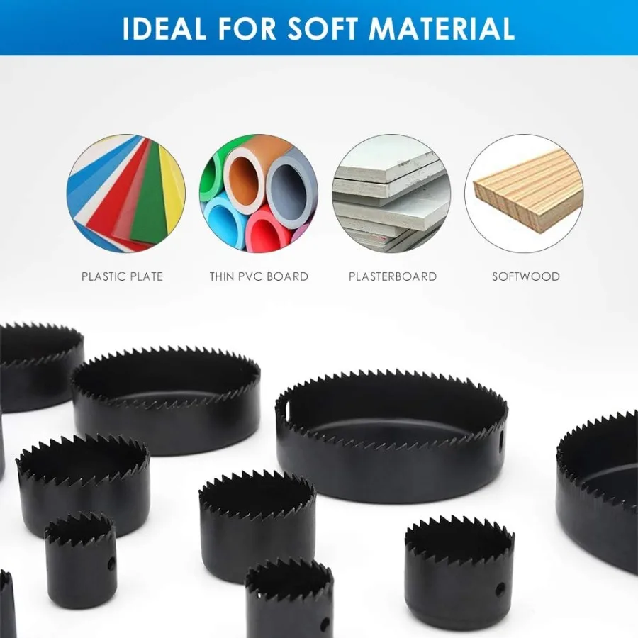 طقم منشار ثقب مكون من 17 قطعة مع مغزل لتطبيقات الحوائط الجافة البلاستيكية والخشب والبلاستيكية مقاسات من 3 إلى 4 إلى 5 مثالية للحفر الدقيق #5