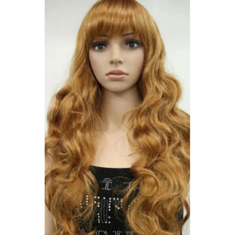 WIG LL<<< 003022 Golden-brown Long Wavy Women Ladies Daily wig