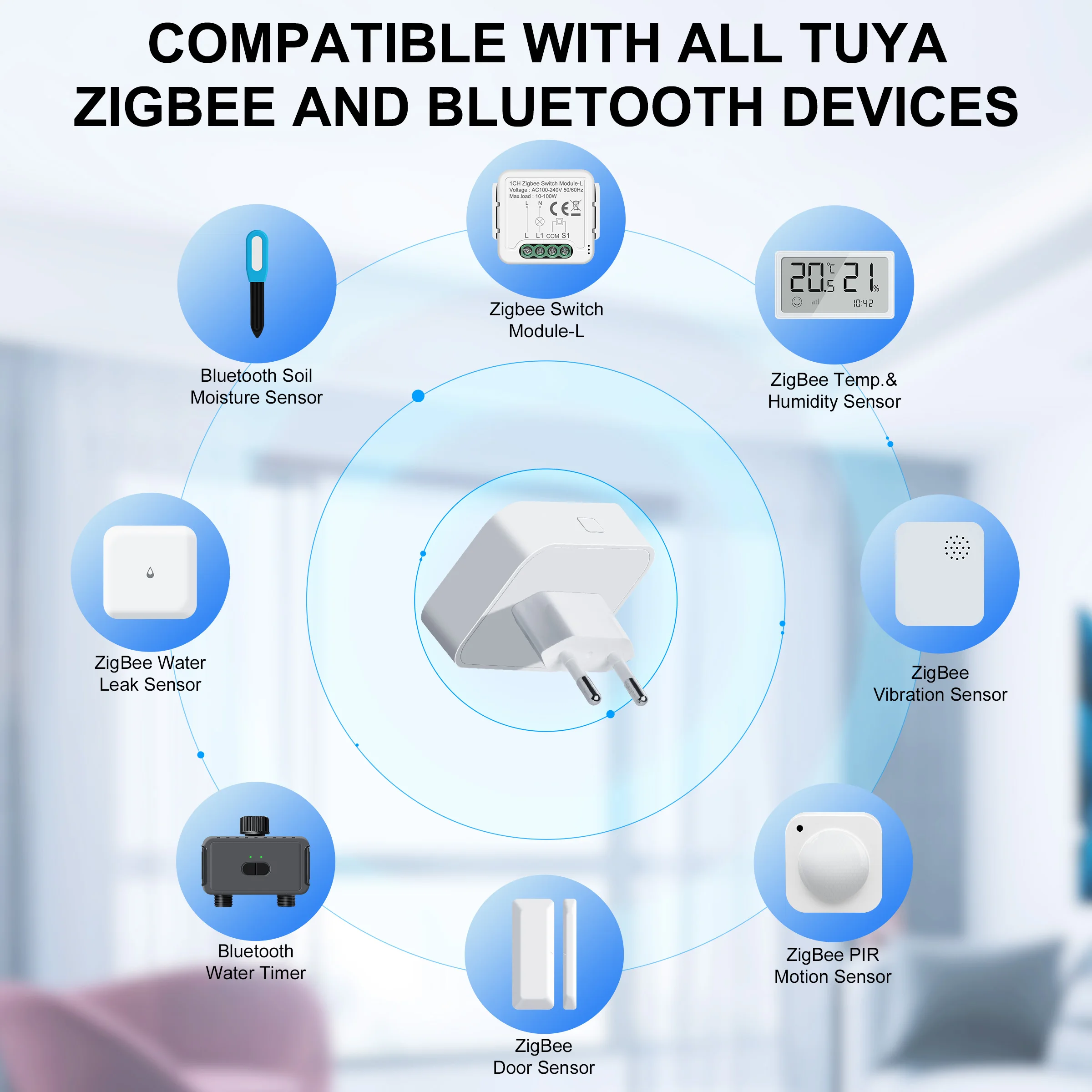 GIRIER Tuya Smart ZigBee Gateway Hub Plug-in Type Multi-mode Bluetooth Mesh Hub for Home Automation System Work Alexa Hey Google