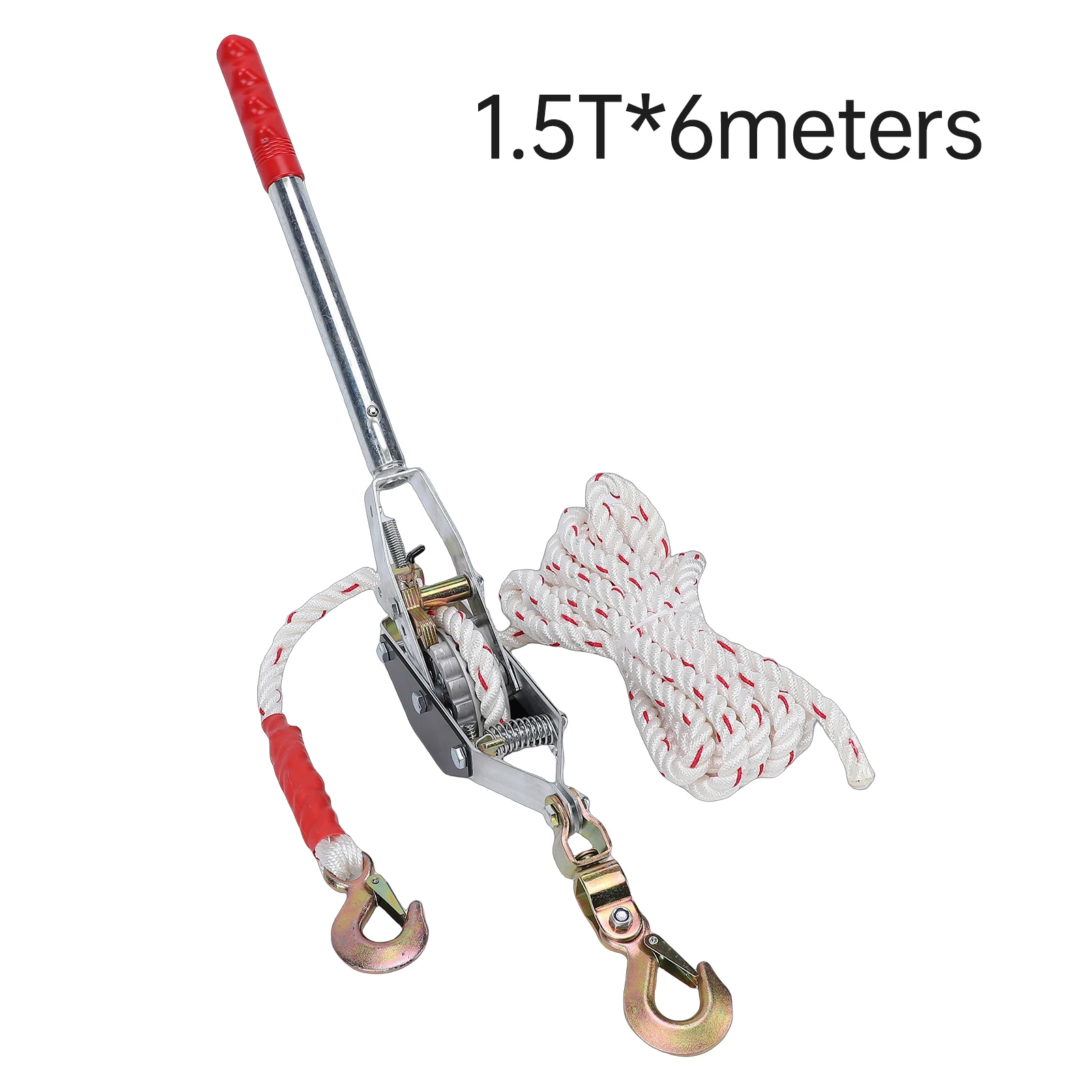 

Rope Puller Heavy Duty Manual Ratchet Rope Cable Puller Come Along Winch with Dual Hooks Large Load Capacity Industrial Steel