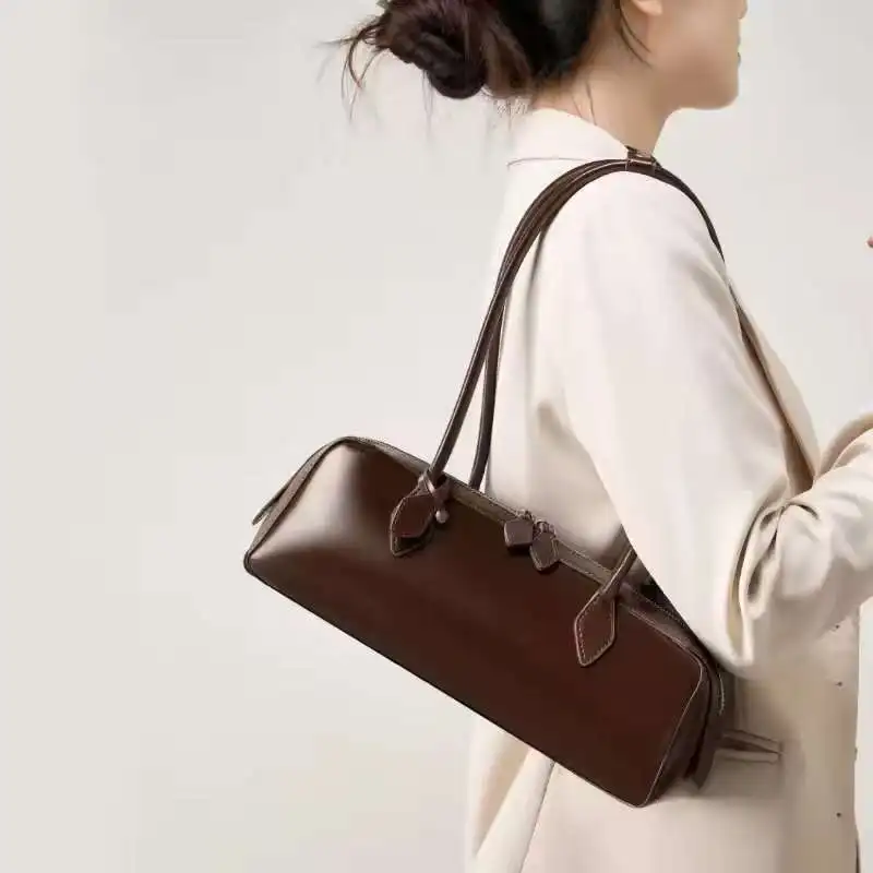 

Винтажная длинная сумка на плечо, женская сумка на плечо, роскошная женская сумка из воловьей кожи, женская сумка для покупок под мышками