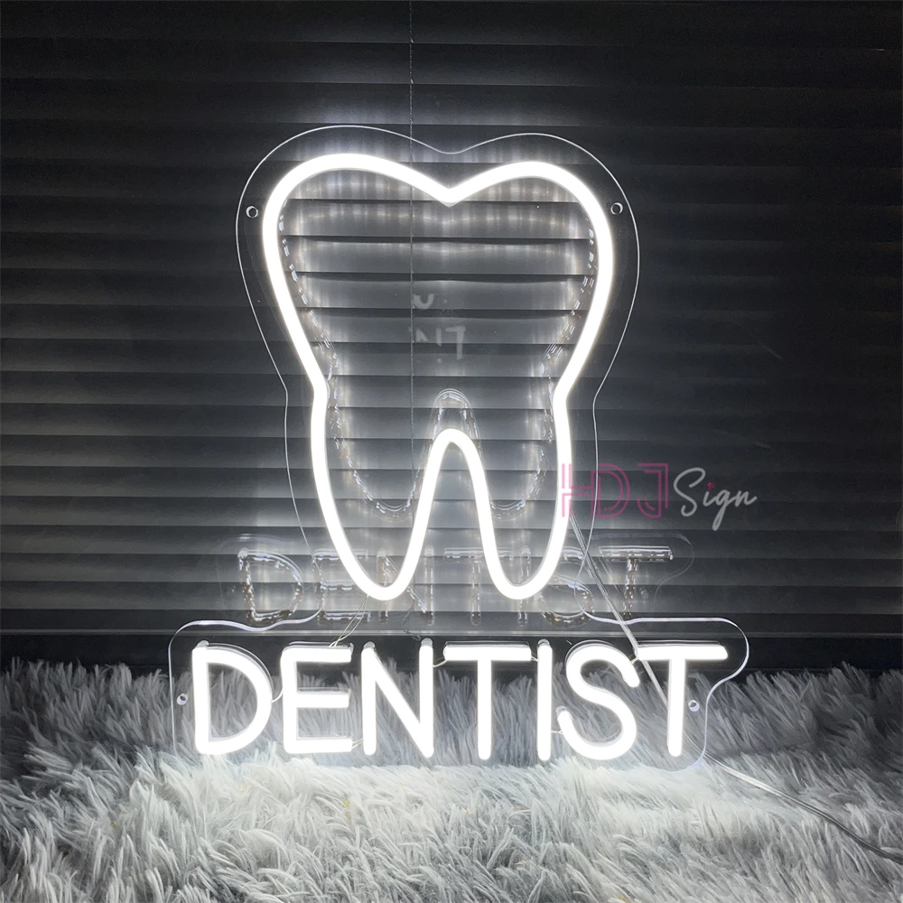 Dentist Tooth Neon Sign Teeth Shop Dentist\'s Office Room Decor Wall Decoration Business Sign Led Luminous Signs Christmas Gift