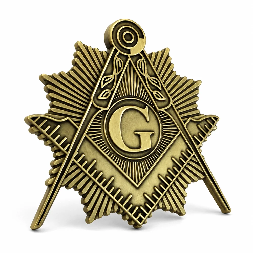 Vintage Masonic Car Emblem Antique Gold Square Compass Letter G Badge Auto Rear Window Sticker Freemason Car Styling Accessories