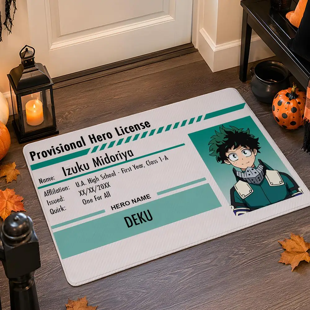 Anime My Hero Academia Floor Mat Flannel Rug Non Slip Absorbent Soft Washable For Entryway Hallway Bathroom Kitchen Decor
