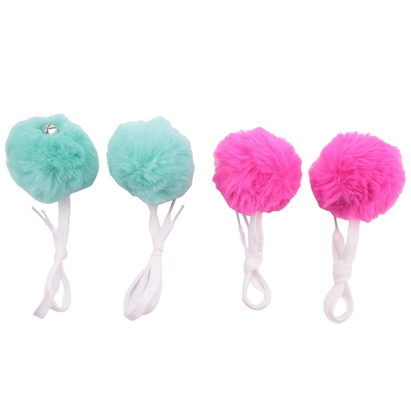 4 Pcs Large Roller Skate Pom Poms Women Girls Princess Tie-On Roller Skate Pom Poms