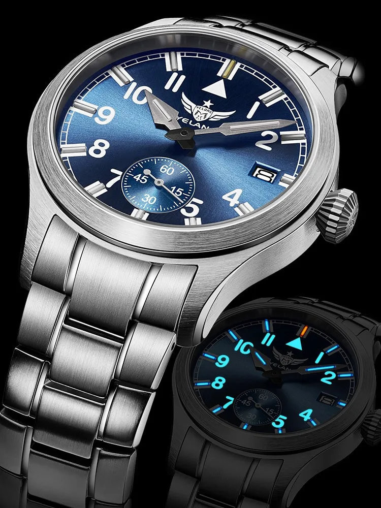 Yelang Men Quartz Pilot Watch Luminous 10years Battery Small Second Dial Waterproof 100m Ronda Movement Sapphire Military Watch