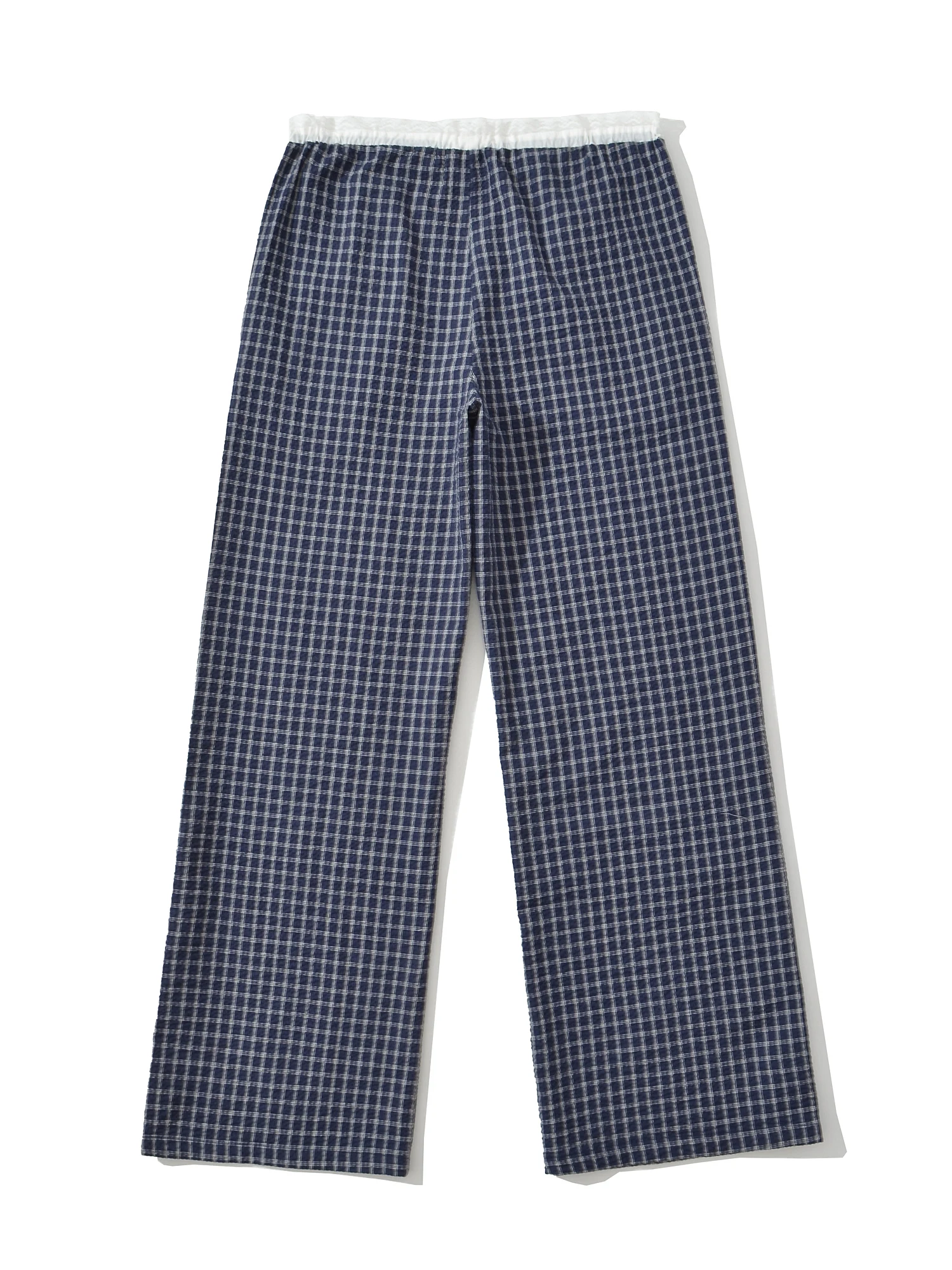 American Retro Plaid Splicing Color Blo Low Waist Casual Pants Women Loose Slimming Versatile Dstring Straight Leg Long ...