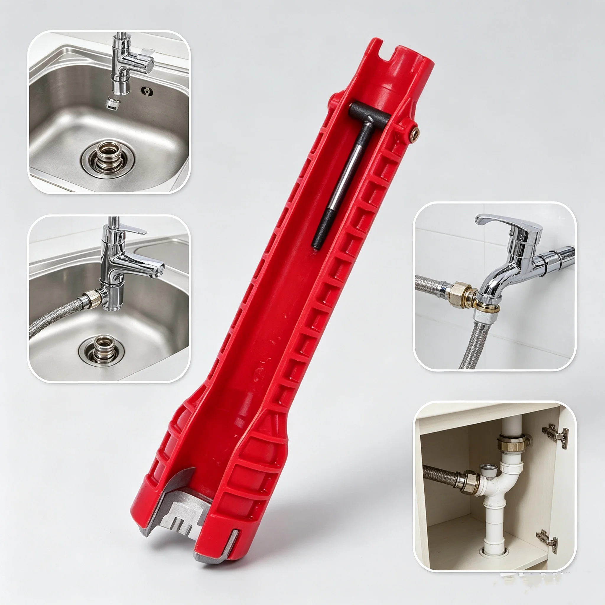 Waschbecken Wasserhahn Schlüssel Anti-Slip Griff Doppel Kopf Schlüssel Sanitär Reparatur Werkzeug Bad Sanitär Wasser Heizung Spanner Werkzeug