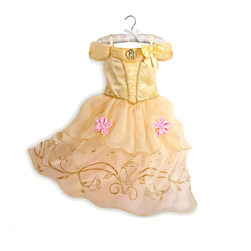 Girls Rapunzel Princess Costume Party Fancy Flower Vestido Sleeping Beauty Birthday Carnival Dress Up Belle Disguise Costume