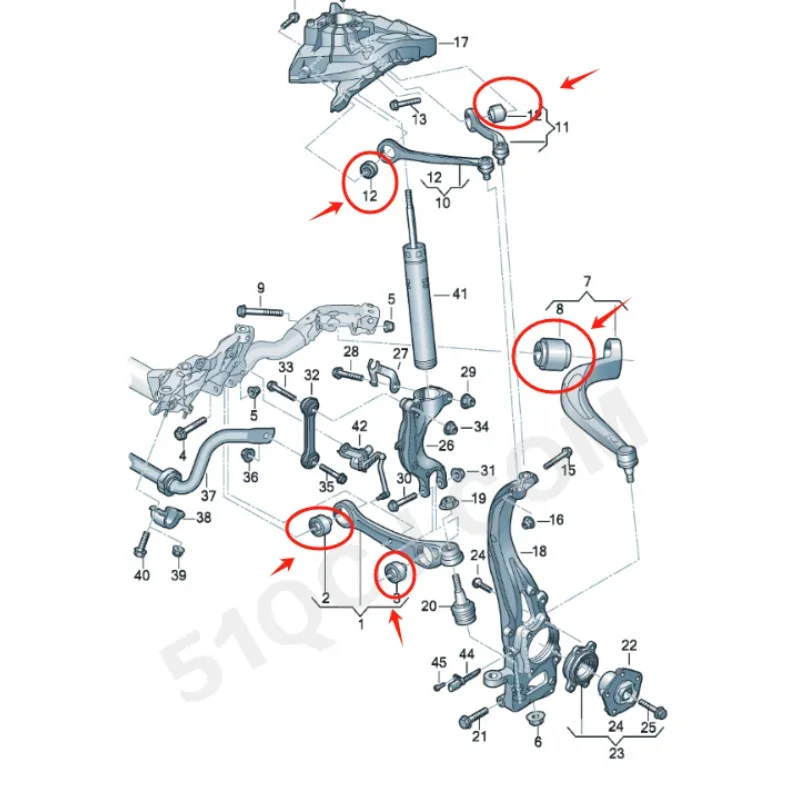 아우디 Q7 포르쉐 카이엔 파나메라 투어용 스윙 암 고무 슬리브, 상부 스윙 암 부싱 하부 암 고무 슬리브, 10 개 한 세트