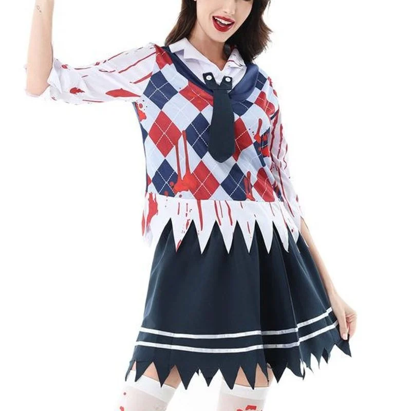 ชุดคอสตูมตัวตลกสยองขวัญสำหรับวันฮาโลวีน ชุดนักเรียน ชุดแสดง ชุดผู้ใหญ่ ชุดคอสตูมสยองขวัญสุดหลอน