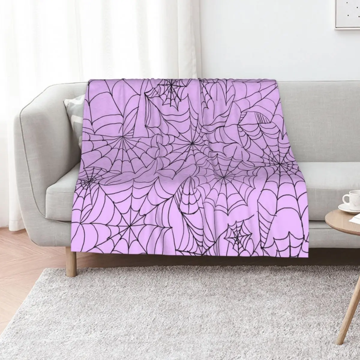 Spooky Cobwebs over Pastel Purple Throw Blanket Retros Bed Fashionable Luxury Thicken Travel Hairys Blankets