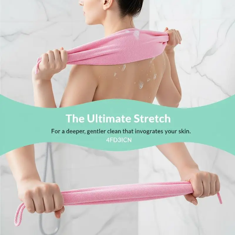 1Pcs Stretchable Back Scrubber Strap Exfoliating Shower Towel Deep Cleansing Bathroom Body Wash Accessory