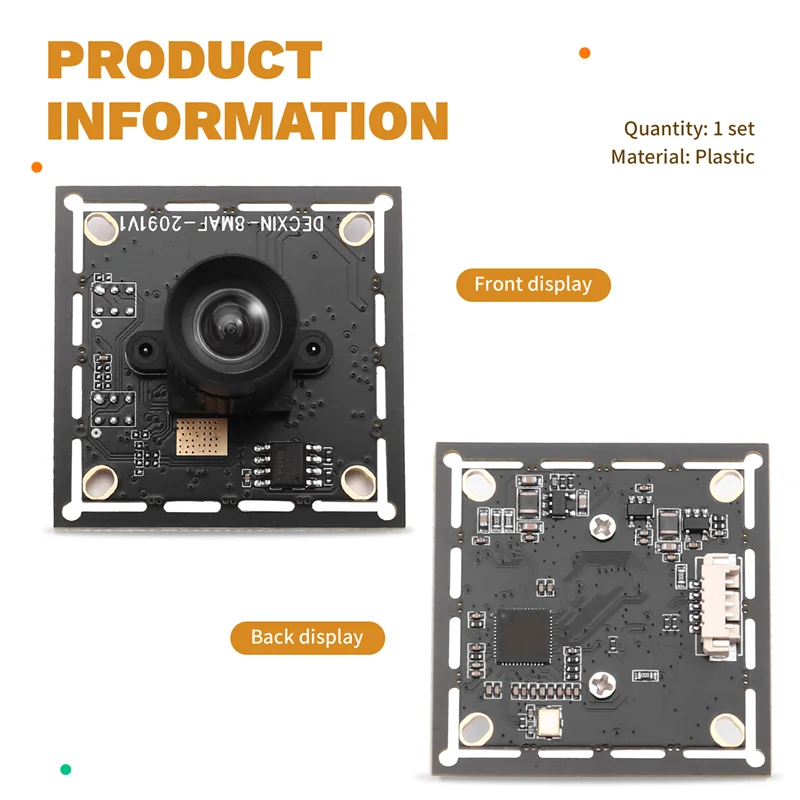 Module de caméra B92B-USB HD à mise au point fixe de 78 degrés 8M, caméra industrielle IMX179, sans pilote avec câble USB de 1M
