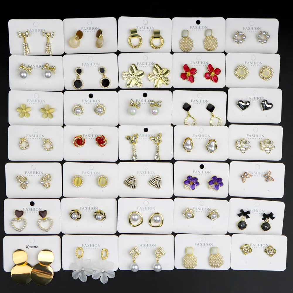 10/20Pairs/Lot Fashion Elegant Heart Flower Irregular New Design Geometry Earrings For Women Mix Style Daily Jewelry Party Gifts