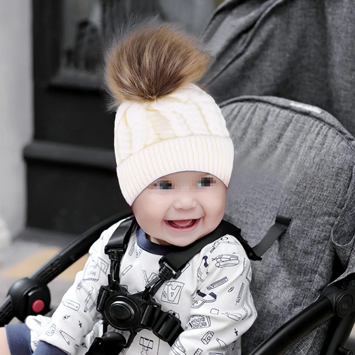 

Winter Warm Knit Hat Pom Hat Crochet Hairball Beanie Kids Size S White Soft Comfortable Fashionable Design Beanie Hats