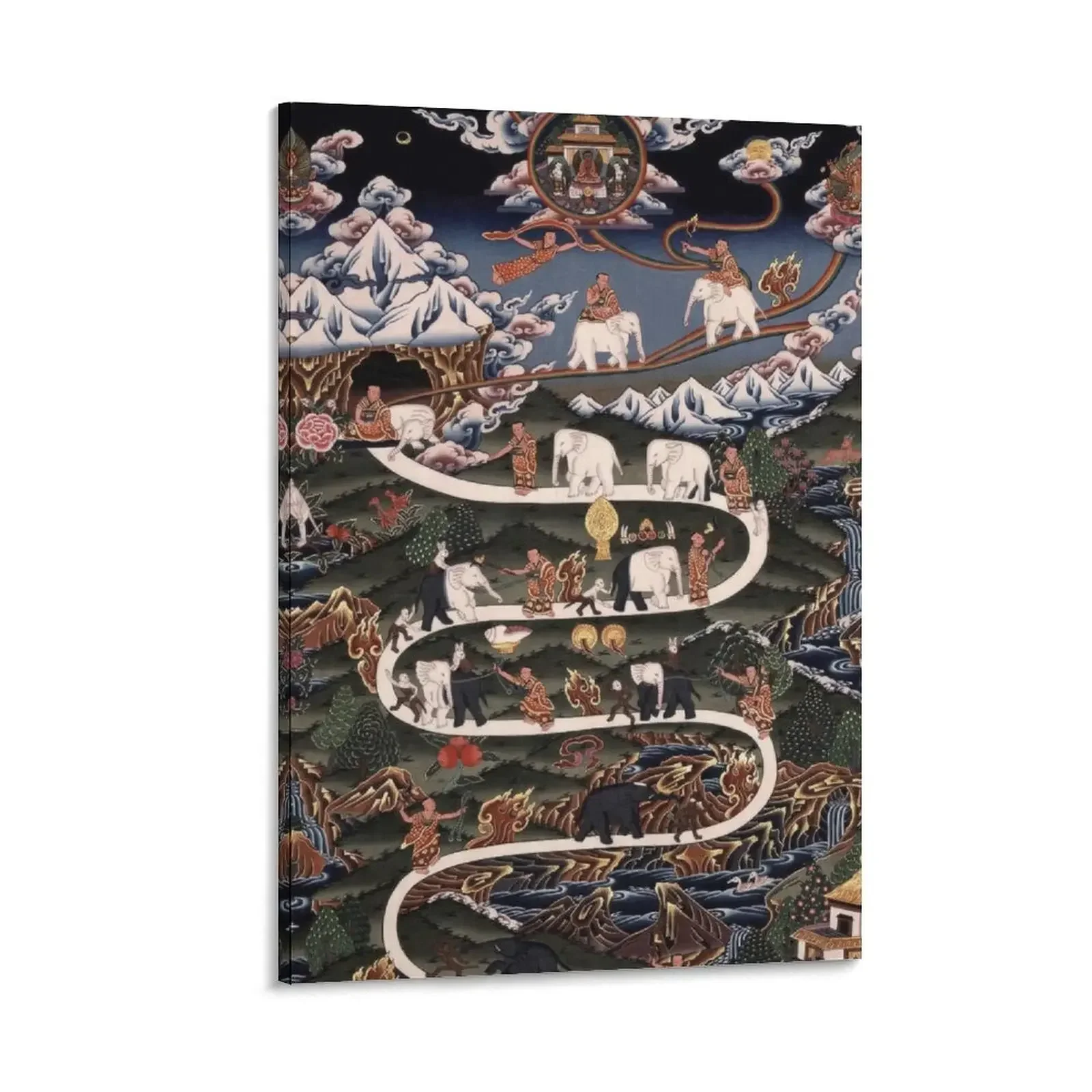 

The Nine Stages of Abiding Buddhist Path of Samatha Canvas Painting posters Bedroom deco Wall decoration frame aesthetic room