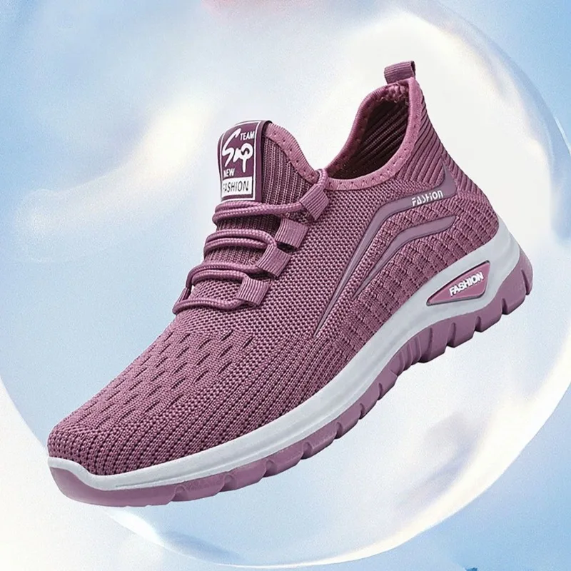 Chaussures d'été pour femme à semelles souples, confortables pour les pieds, baskets de course, chaussures de marche à plateforme, baskets respirantes en tissu tissé pour femme 1