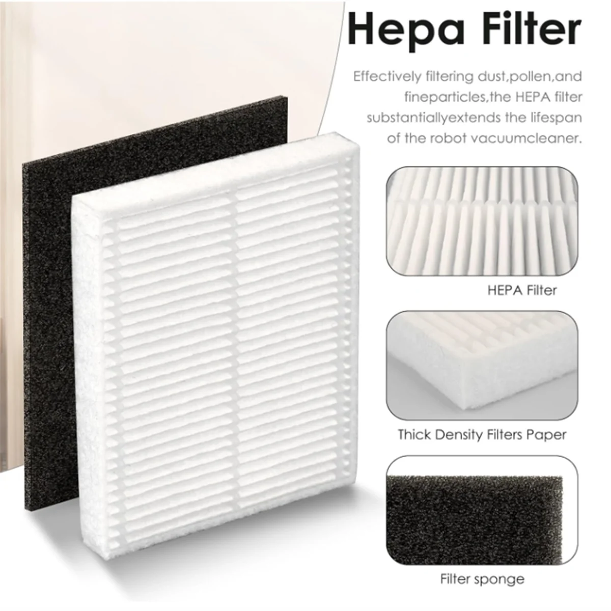 

Аксессуары для фильтров Hepa для самоопорожняющегося робота-пылесоса L60/L60/L60/L50