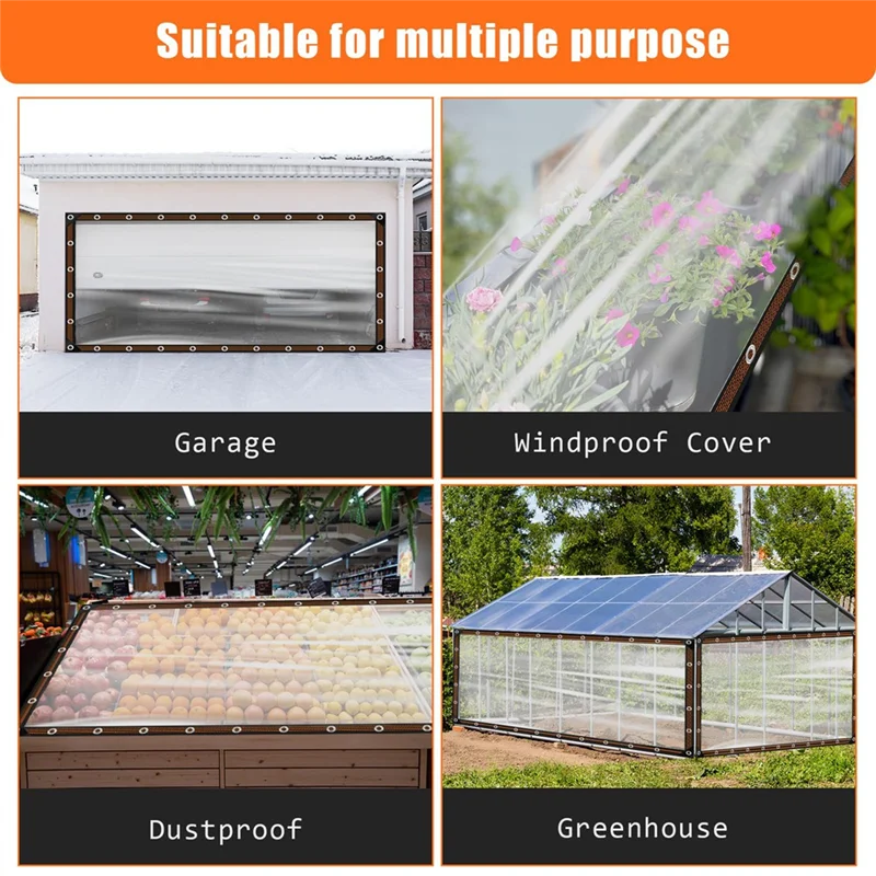 AT51-6.6X13 FT Clear Waterproof Tarps Heavy Duty Outdoor Garden Rainproof Covering,Clear Vinyl Tarp With Grommets