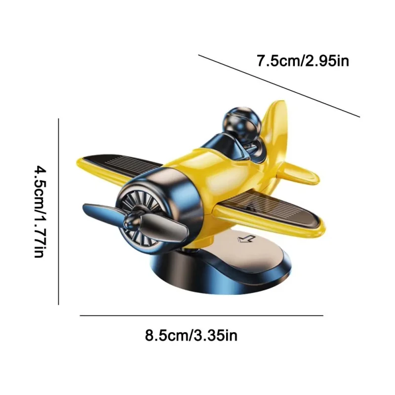 Solar Powered Rotating Airplane Car Dashboard Ornament 360° Auto Spin Decor Airplane Ornaments Car Interior Decoration image 6