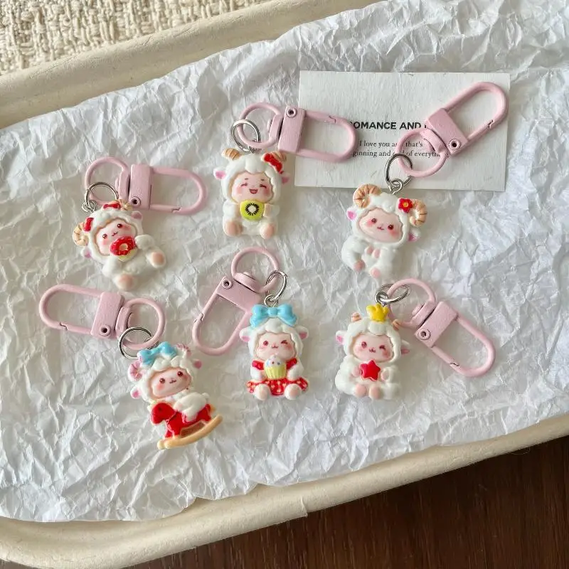 Cute Cartoon Sheep Keychain Lightweight Portable Bag Pendant Decor Durable Key Holder for Women Christmas New Year Presents