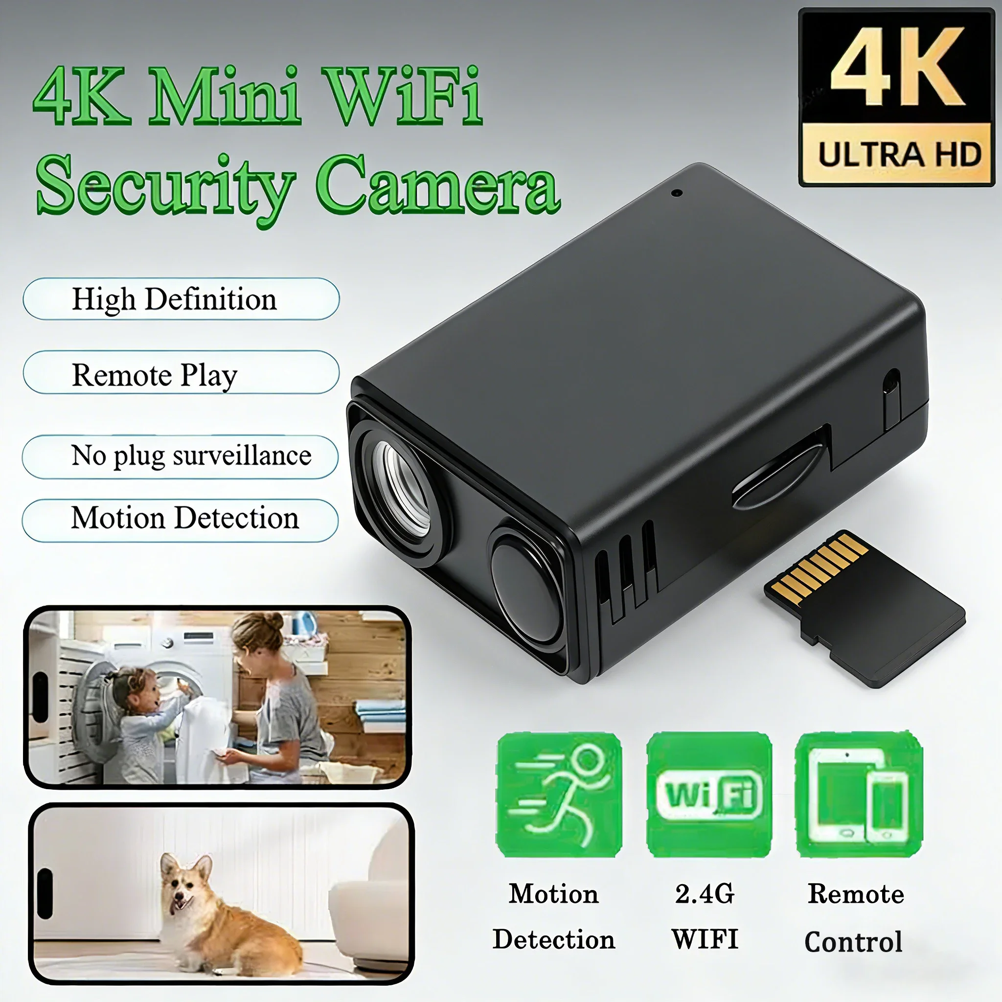 4K Security Camera WiFi Wireless Monitor Remote Motion Detecting Camcorders Security Protection Indoor Surveillance 2026 NEW