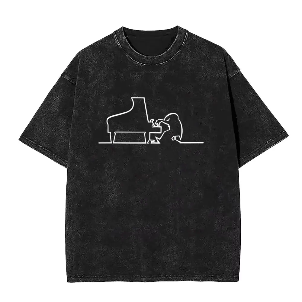 Washed Vintage Osvaldo Cavandoli La Linea Having A Bike Crash Print T Shirt Men Women Anime Funny Oversized Short Sleeve T-shirt