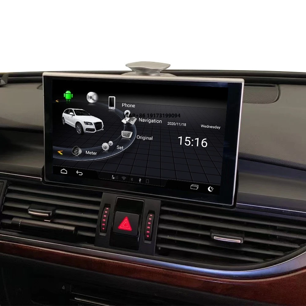 راديو سيارة بنظام أندرويد 13 مع ذاكرة وصول عشوائي 8 جيجابايت وذاكرة تخزين 128 جيجابايت، شاشة 9 بوصات لسيارات أودي A6 C7 2012-2018، مشغل دي في دي للسيارة مع نظام ملاحة وكاربلاي، وحدة رأسية للسيارة