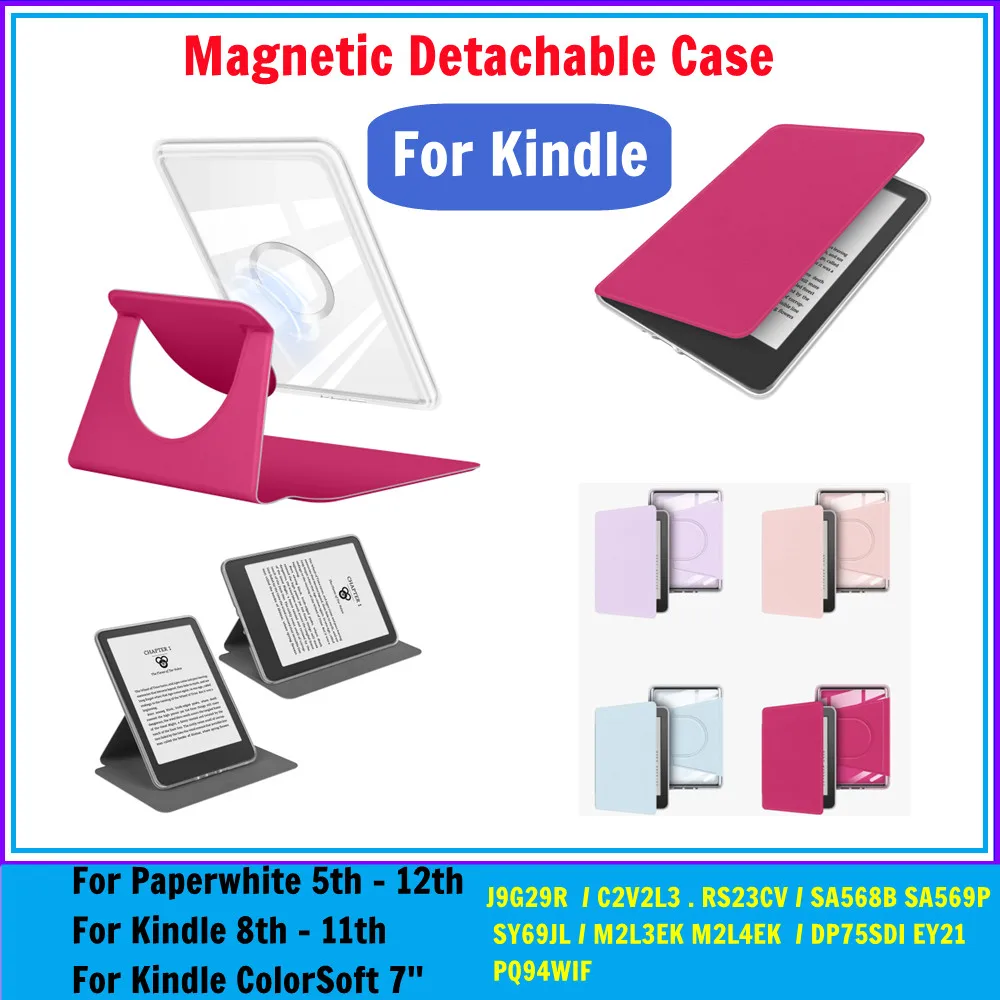 

PU Acrylic Case for Kindle Paperwhite Colorsoft 2024 2022 5th 6th 7th 8th 10th 11th 12th 6 6.8 7 Inch Ebook Stand Magnetic Cover