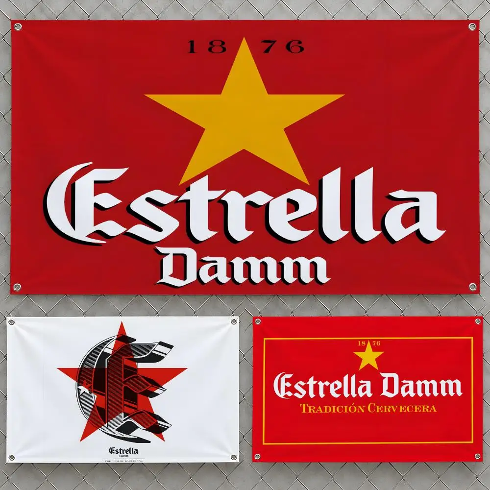 Brand E-Estrella D-Damm Lager Flags Wall Hanging Flag Banners For Birthday Parties Outdoor Bedroom Dorm Room Decor
