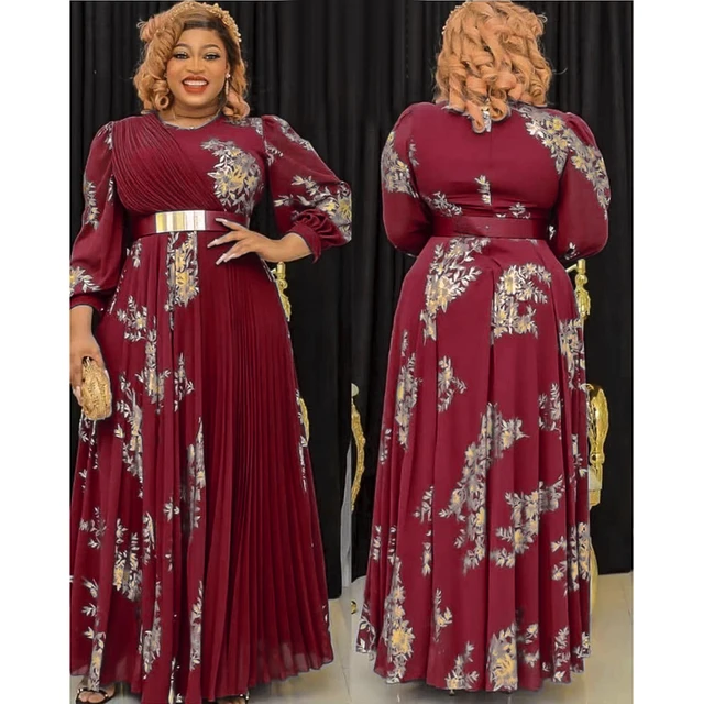 African Maxi Dresses For Women 2023 Plus Size Evening Party Long Dress Africa Clothing Elegant Kaftan Muslim Chiffon Dress AliExpress