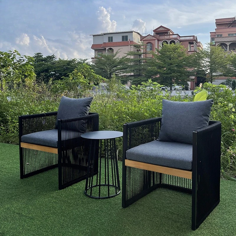 

Suiting Outdoor Courtyard Simple Leisure Rope Chair Outdoor Homestay Villa Garden Coffee Table Rattan Chair Combination Furnitur