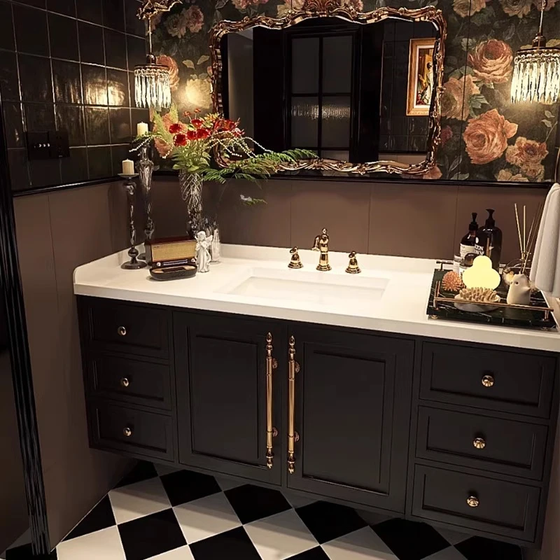 Tocador De diseño, gabinetes De baño, espejo De baño, gabinetes De baño Retro montados en la pared, estantes, muebles De roble, Gabinete De Baño MHYSG