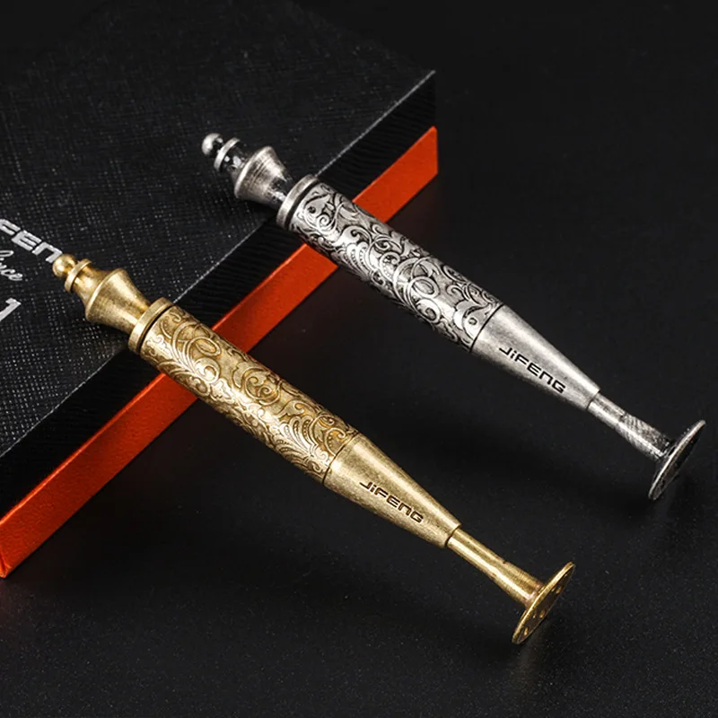 

2 In 1 Vintage Silver & Gold Flower Carved Arabesque Tobacco Tamper Pipe Cleaning Tool