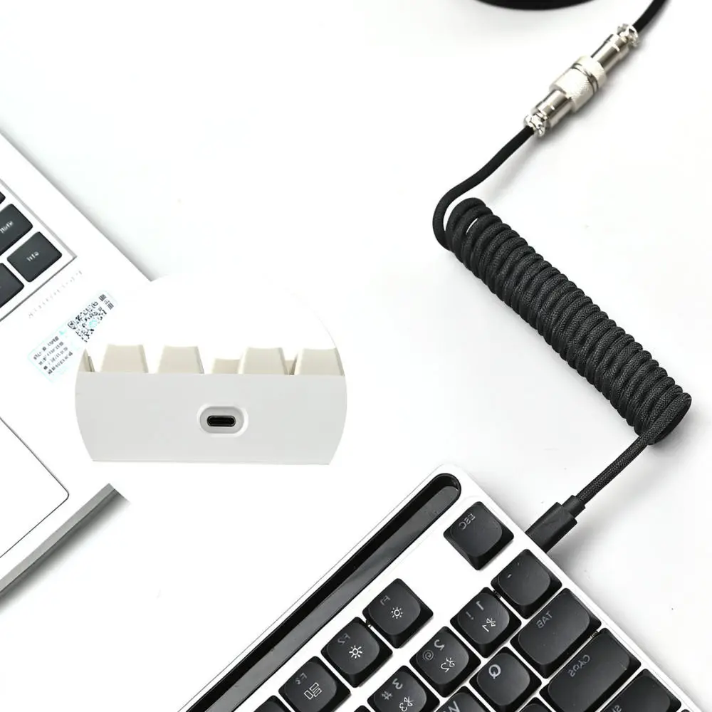 Coiled Aviator Cable For Mechanical Keyboard Detachable USB Data Cord Custom Flexible Gaming Setup Spring