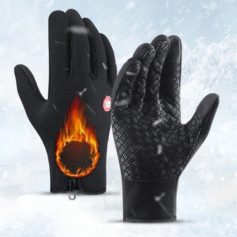 Luvas quentes de inverno para homens, tela sensível ao toque, antiderrapantes, impermeáveis e à prova de vento, luvas esportivas de ciclismo para mulheres, hobbies ao ar livre