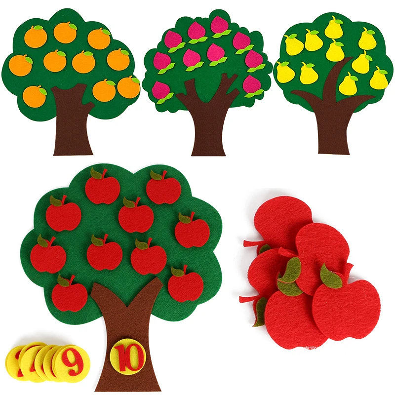 ชุดตัวต่อผลไม้ 1 ชุด ทำจากผ้าสักหลาด รูปทรงแอปเปิ้ล ลูกแพร์ ส้ม พีช มีหลายแบบให้เลือก ฝึกการรับรู้สีและรูปร่าง วัสดุผ้าไม่ทอ อุปกรณ์เสริมการเรียนรู้สำหรับเด็กเล็ก ZYF