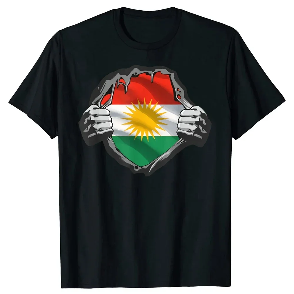 H Kurdistan Kurdish Kurds Flag Graphic cotton T-shirt Funny Mens T Shirts Short Sleeve Birthday Gifts Clothing Streetwear