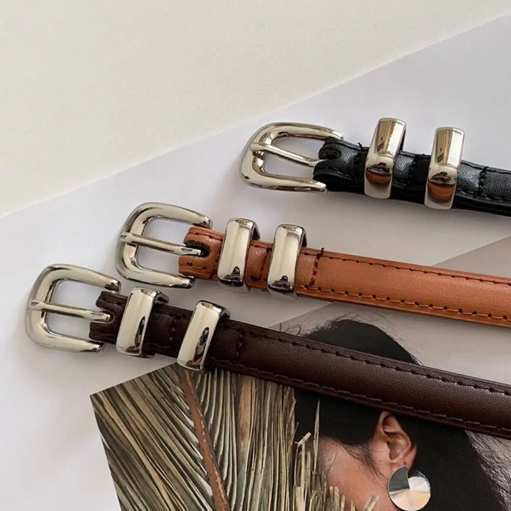 Cinturón ajustable informal para mujer, cinturón de cintura estilo coreano Harajuku Y2k de cuero Pu, pantalones vaqueros Retro, banda para la cintura para mujer