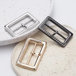 Rhinestones Belt Buckle Metal Pin Buckle Adjustment Windbreaker Coat Waistband Buckles for DIY Leather Craft Webbing Accessories