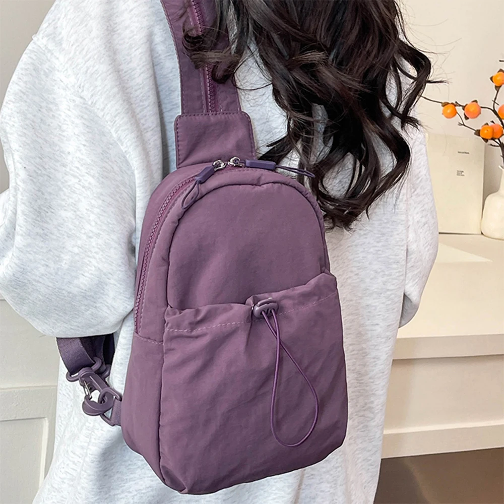 Borsa da petto in nylon tinta unita Borse a tracolla da viaggio di grande capacità Multi-tasche versatiliPack da pendolarismo da donna e da uomo