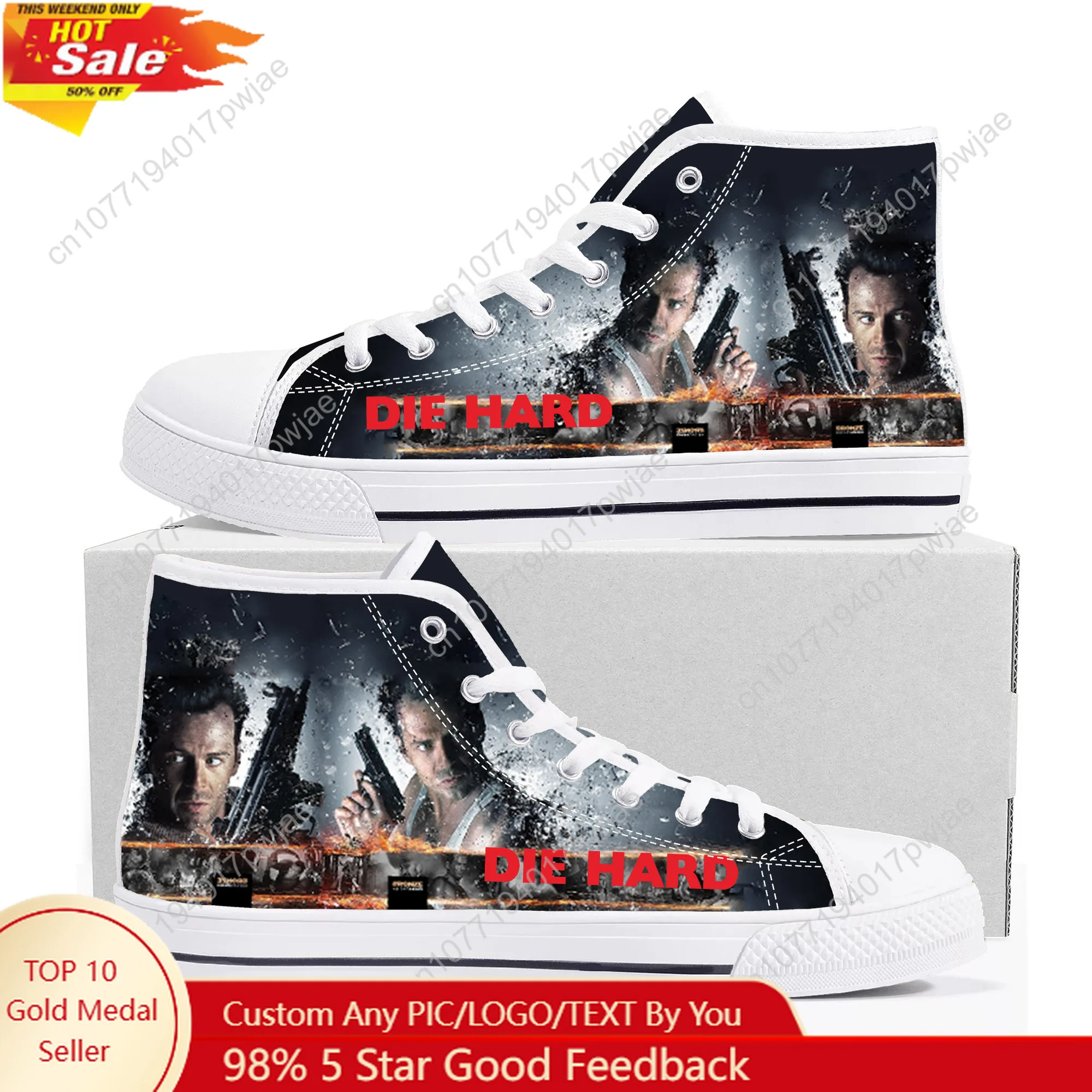 

Die Hard Movie High Top High Quality Sneakers John McClane Mens Womens Teenager Canvas Sneaker Ghana Hiking Casual Custom Shoes