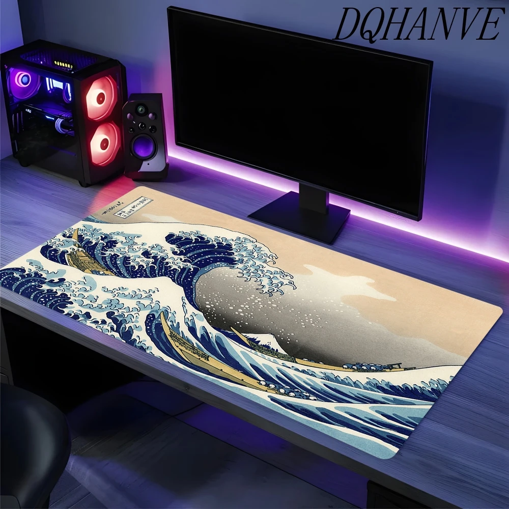 

Xxl Wave Table Mat Black Game Esports Speed Mouse Pad Anti-Slip Mat Desktop Natural Rubber Carpet Game Handle Desktop Mousepad