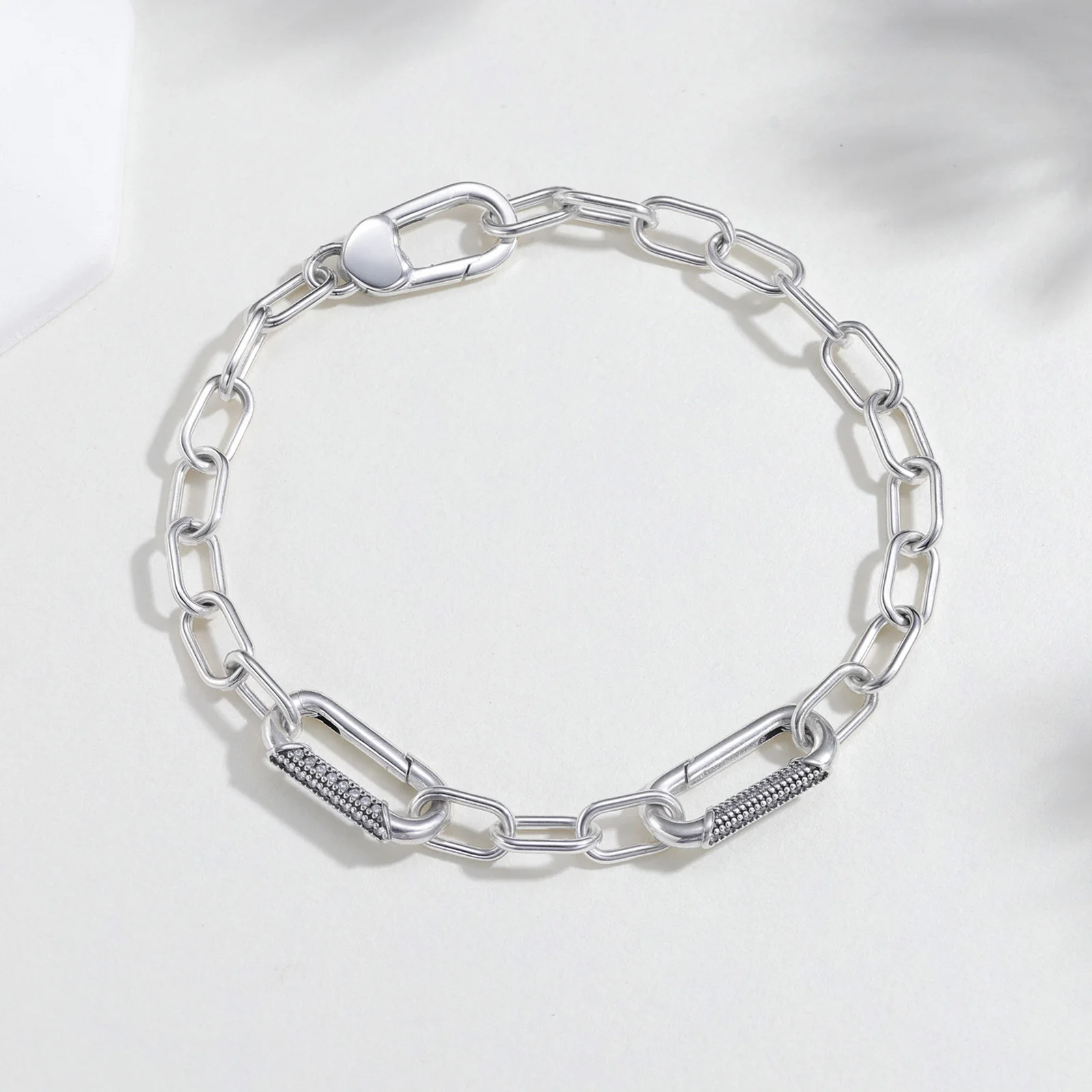 925 Sterling Silver Paperclip Chain Bracelet for Women Link Me Bracelet Dainty Chunky Link Bracelet Fashion Jewelry Gift for Her
