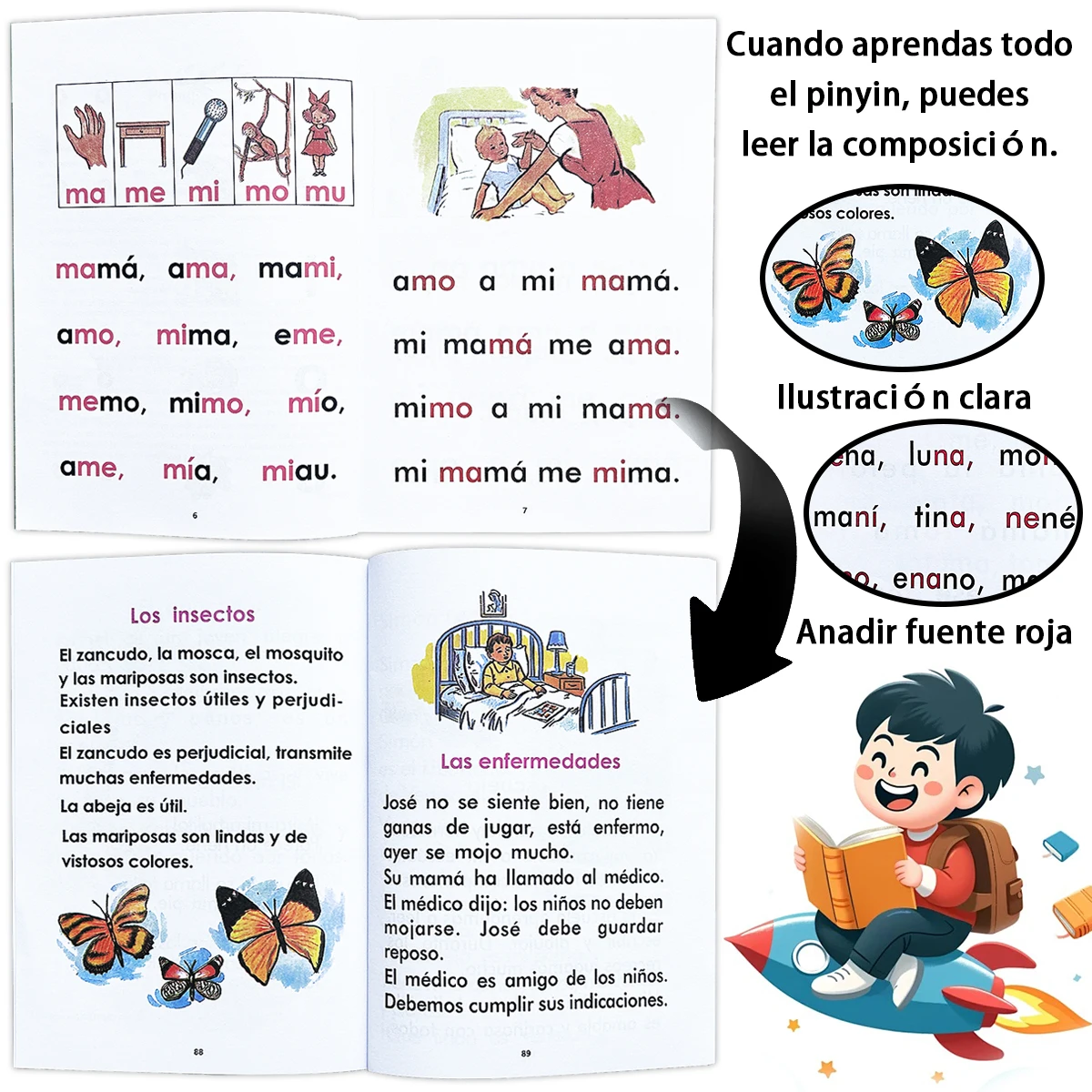 Children 's Spanish Pinyin Learning Book - The ideal Homecoming ✨100+ words, clear illustrations, learning to Read