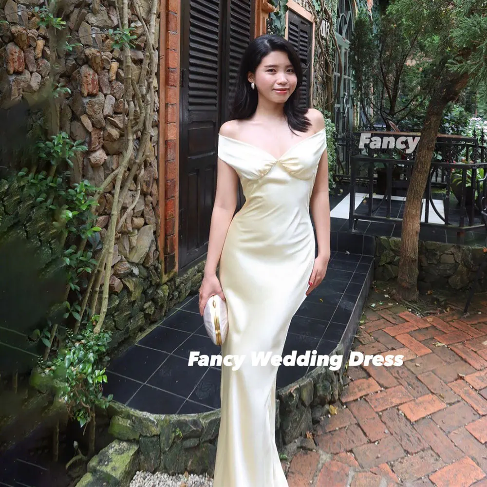 Fancy Sexy V Neck Yellow Evening Dress Mermaid Imitation Silk Prom Gown Floor Length Back Zip Customized